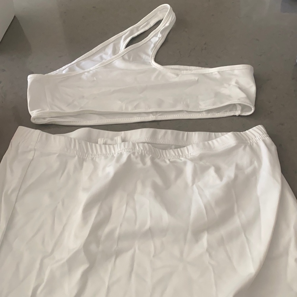 White shein two piece set